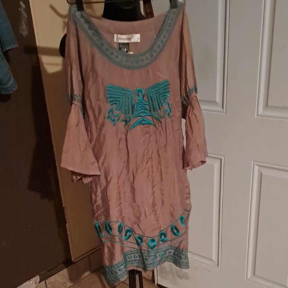 Elegant Teal Embroidered Mini Dress